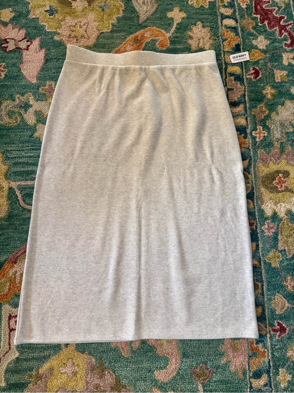 Old Navy Heather Gray Knit Maxi Skirt XL Cozy Sweater Fleece Stretch NWT